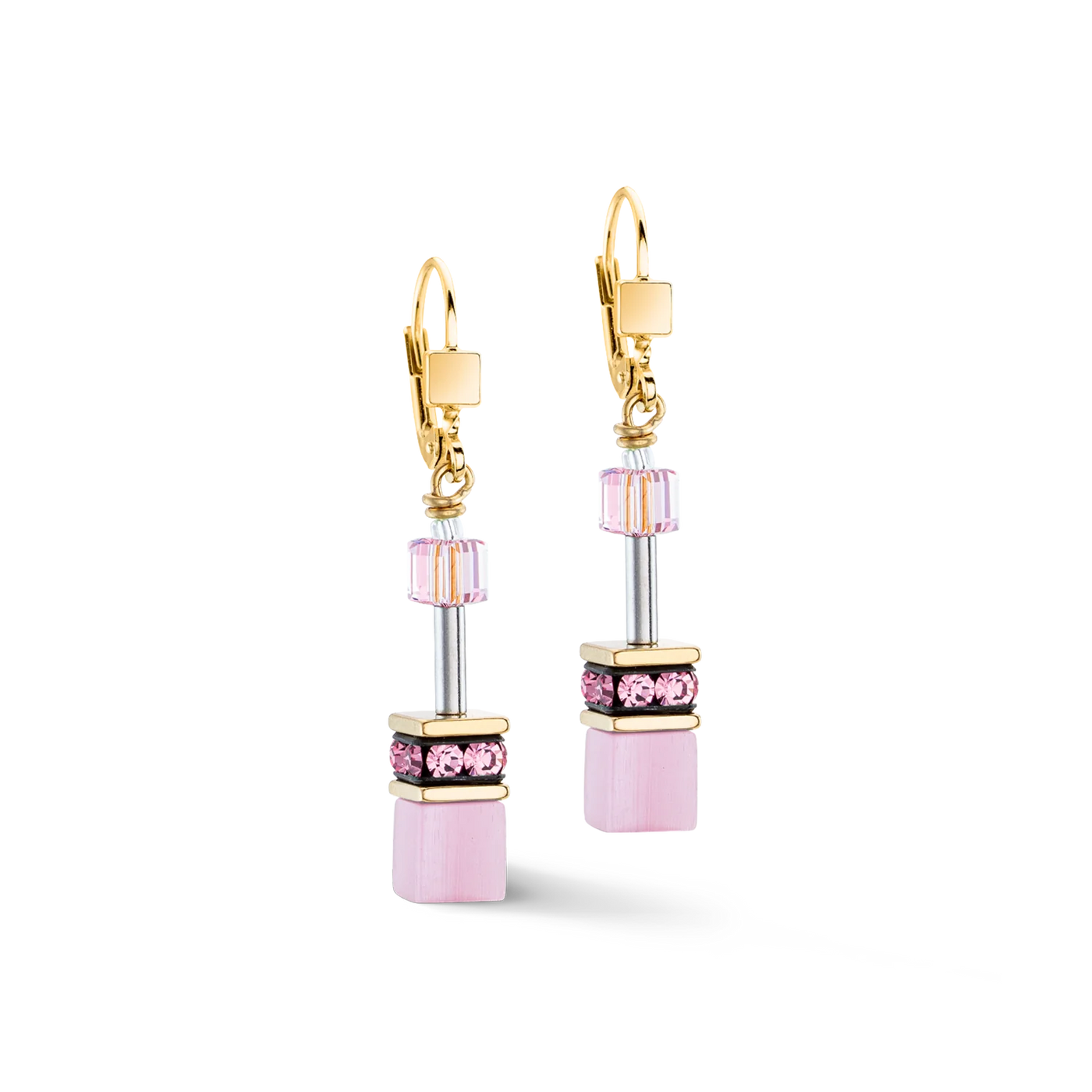 Coeur De Lion - GeoCUBE® Iconic - Mono Gold Pink Earrings