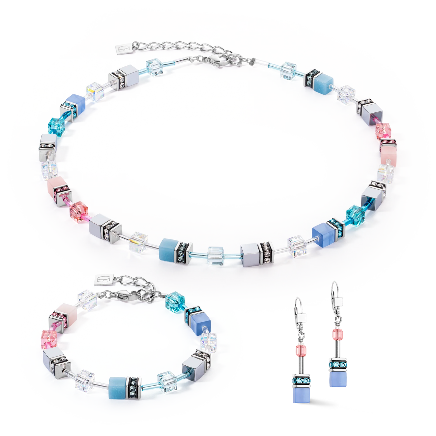 Coeur De Lion - GeoCUBE® Iconic - Blue Pink Necklace