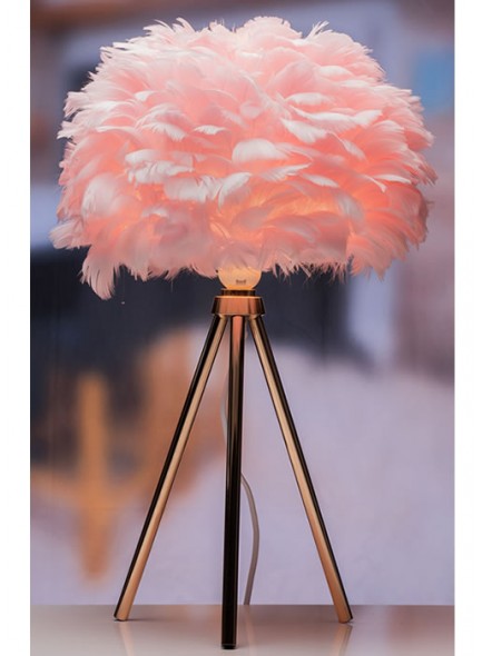 The Grange Interiors Lamp Chrome/Rose Gold Tripod with Feather