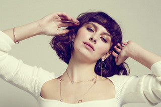 Romi Earrings - Pavé Hoop & Stem - Rose Gold Plated/Silver/Gold