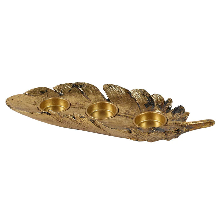 Mindy Brownes Gold Feather T-Light Holder