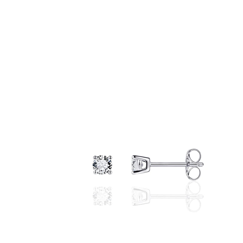 Gisser Sterling Silver Earrings - Zirconia Solitaire Studs
