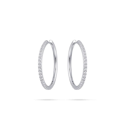 Gisser Sterling Silver Earrings - 20mm Midi Sparkling Hoops