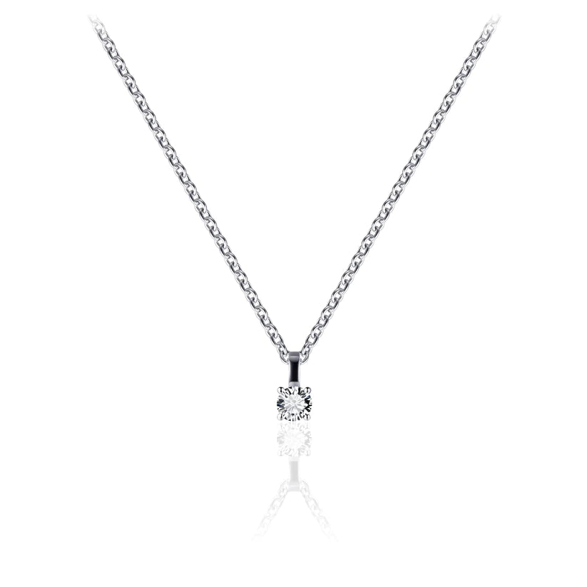 Gisser Sterling Silver Necklace -  Solitaire Pendant with Zirconia Stone