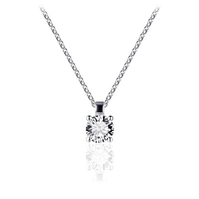 Gisser Sterling Silver Necklace -  Solitaire Pendant with Zirconia Stone