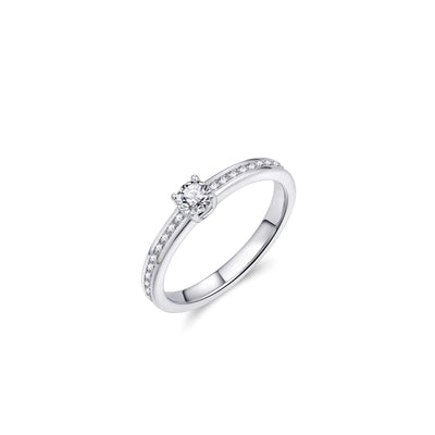 Gisser Sterling Silver Ring - Solitaire Zirconia Band - 4mm