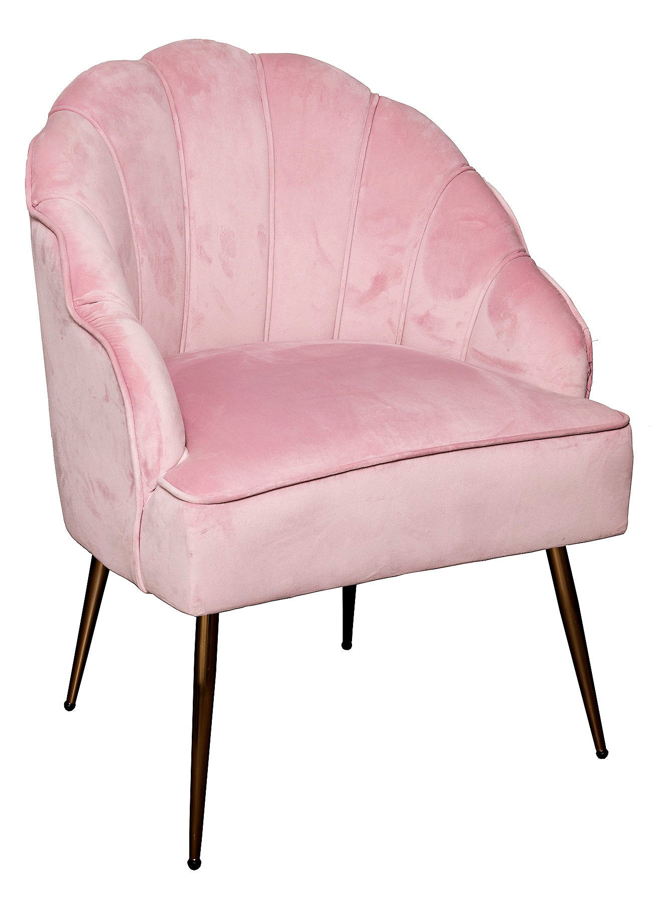 The Grange Collection Shell Arm Chair - Pink Velvet with Gold Legs