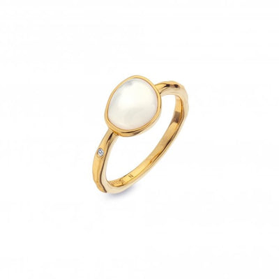 Hot Diamonds by Jac Jossa -18ct Gold Plated Sterling Silver Calm Mother Of Pearl Ring