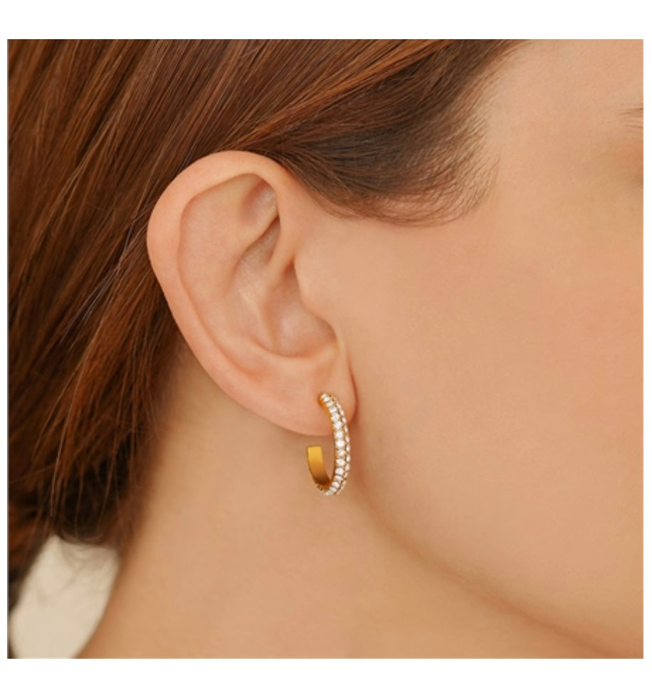 Newbridge Silverware Earrings - Hoop with Golden Honey Stones