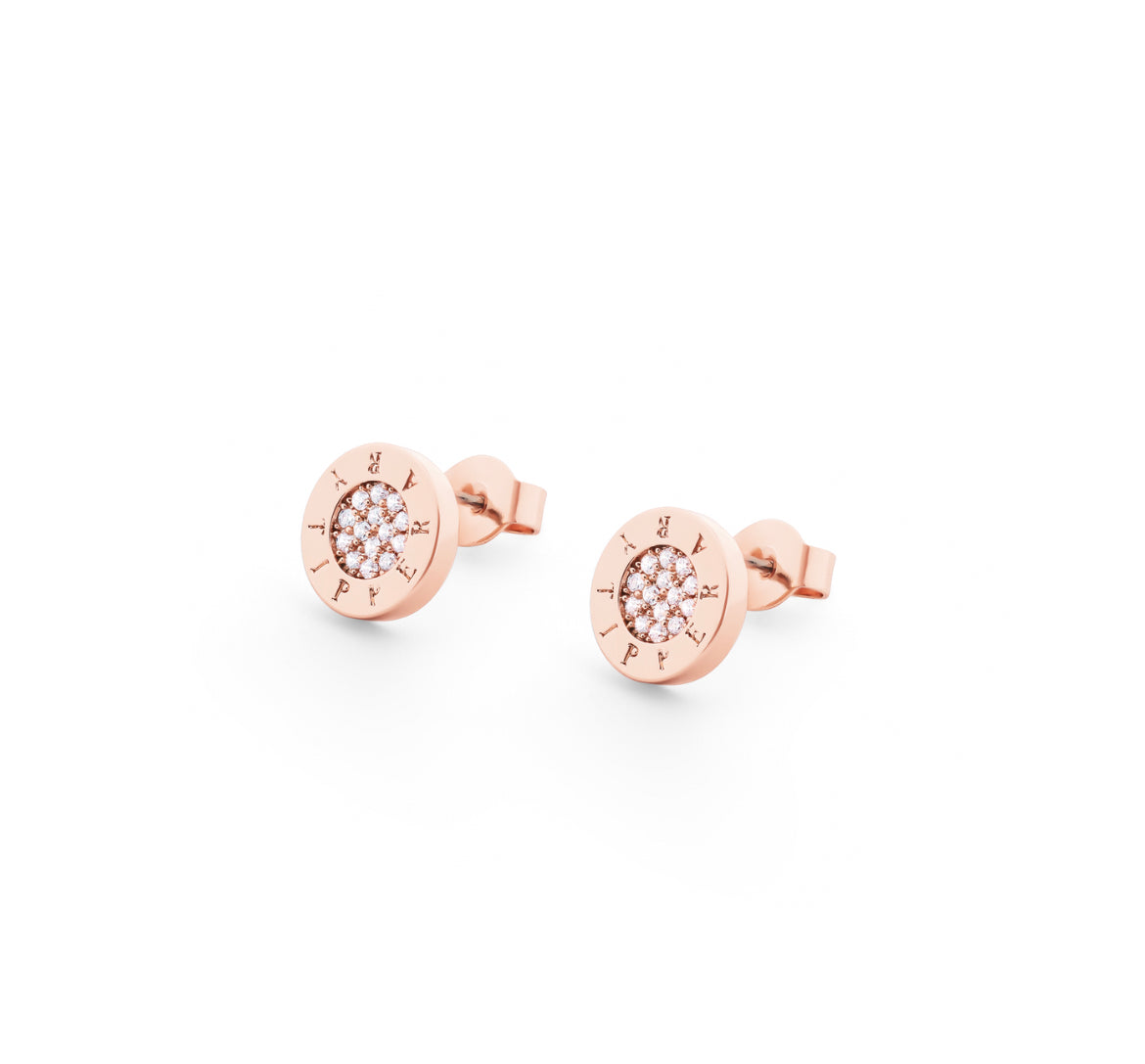 Tipperary Crystal Earrings - Pavé Circle Collection - Circle Pave Stud - Silver Plated