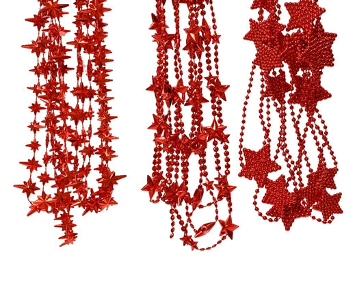 Christmas Garland - Red Beaded  Heart