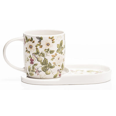 Newgrange Living Bone China Mug & Snack Tray - Floral Rose