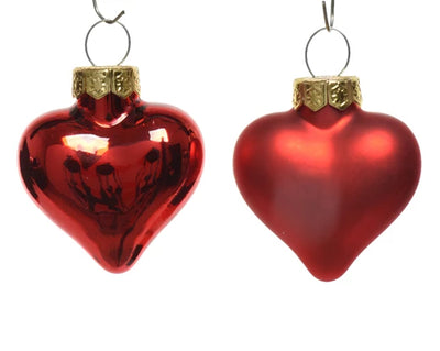 Red Glass Heart Decorations - Set of 12 **CLICK & COLLECT ONLY**