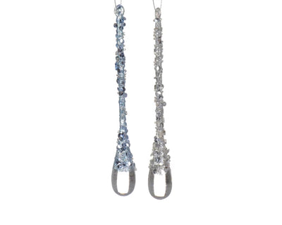 Christmas Tree Hanging Decoration - Misty Blue/Silver Icicle Droplets