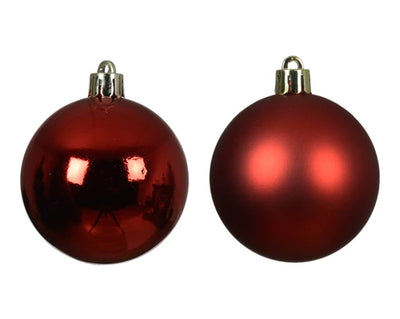 Christmas Red/ Rosemary Green Shatterproof Baubles - Set of 6