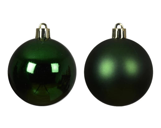 Christmas Red/ Pine Green Shatterproof Baubles - Set of 6