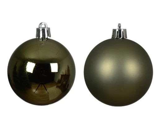 Christmas Red/ Rosemary Green Shatterproof Baubles - Set of 6