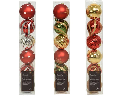 Multi Colour Extra Large Shatterproof Baubles - Set of 6