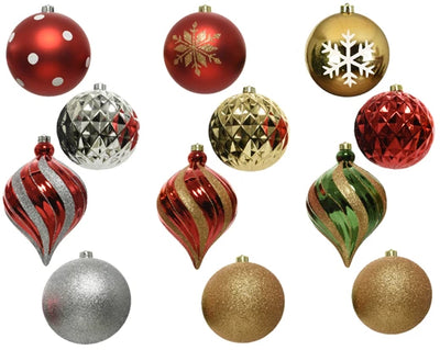 Multi Colour Extra Large Shatterproof Baubles - Set of 6