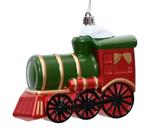 Red & Green Shatterproof Train Decoration