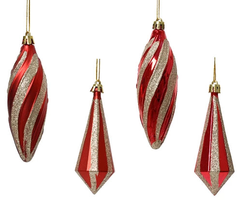 Christmas Tree Hanging Decoration - Red & Gold Vintage Drops