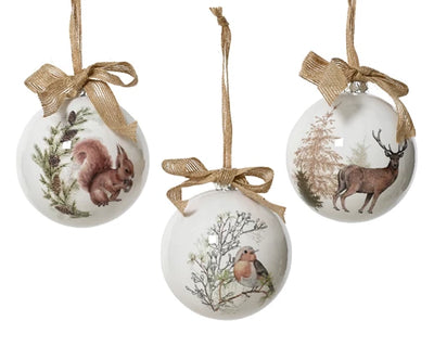 Christmas Tree Decoration – Boxed Bauble Robin/Squirrel/Deer