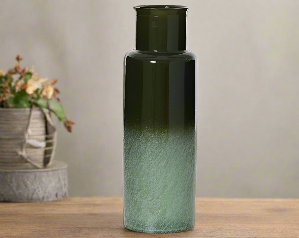 Recycled Glass Vase - Green Silk Finish **CLICK & COLLECT ONLY**