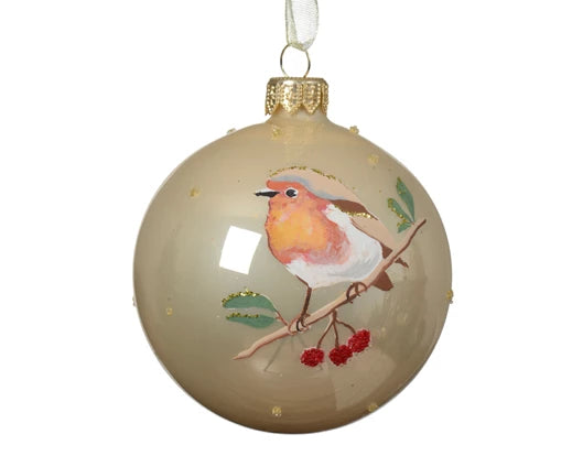 Glass Christmas Tree Hanging Decoration - Robin **CLICK & COLLECT ONLY**