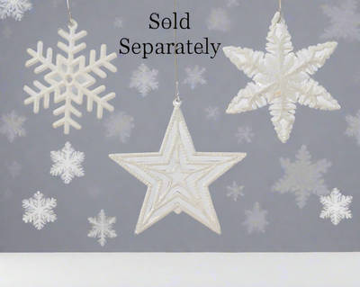 Winter White Glitter Snowflake & Star Decoration - 3 Assorted