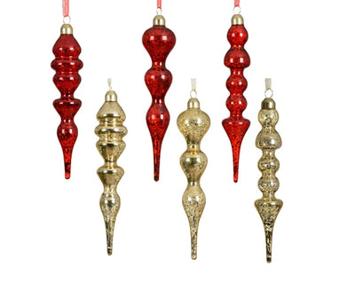 Glass Christmas Tree Hanging Decoration - Antique Finish Droplet **Click & Collect Only**