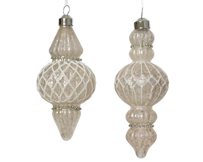 Christmas Tree Hanging Decoration - Winter White Vintage Drop