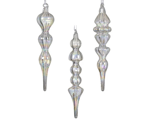 Glass Christmas Tree Hanging Decoration - Iridescent Icicles **CLICK & COLLECT ONLY**