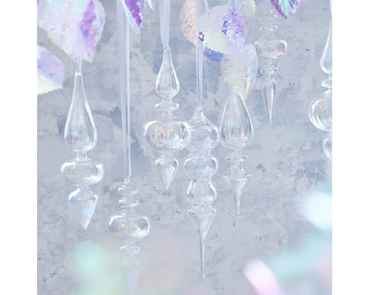 Glass Christmas Tree Hanging Decoration - Iridescent Icicles **CLICK & COLLECT ONLY**