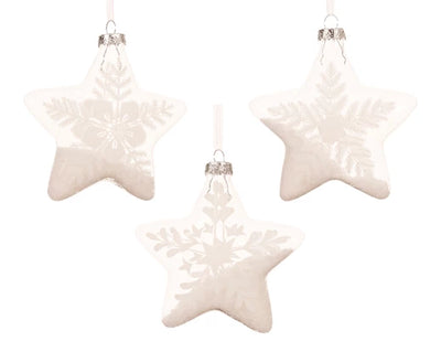 Glass Christmas Tree Hanging Decoration - White Star Bauble **CLICK & COLLECT ONLY**