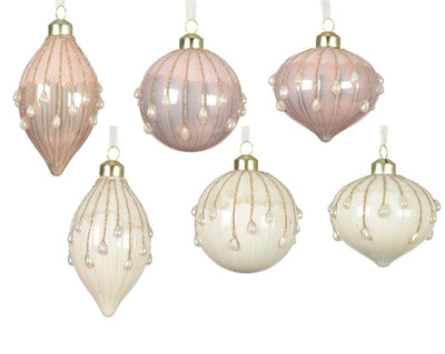 Glass Christmas Tree Hanging Decoration - Pearl Enamel Bauble **CLICK & COLLECT ONLY**