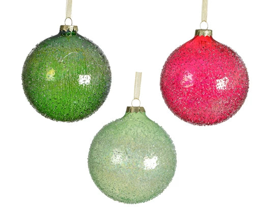 Glass Christmas Tree Hanging Decoration - Beaded Bauble **Click & Collect Only**