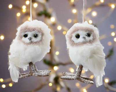 Christmas Tree Hanging Decoration - Faux Fur Fluffy Owl
