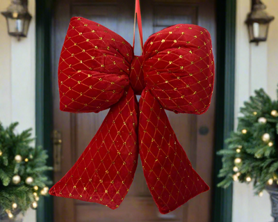 Christmas Bow- Red/Green Velvet