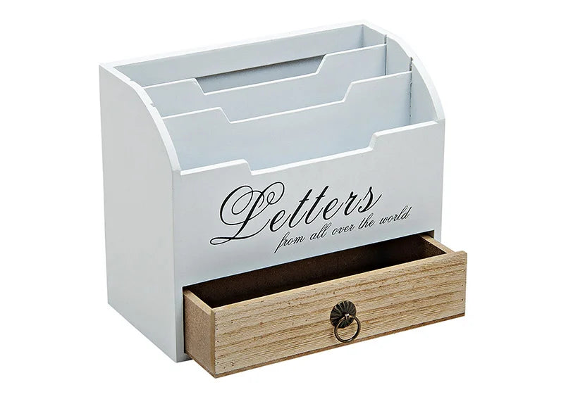 White Wood Letter Tray