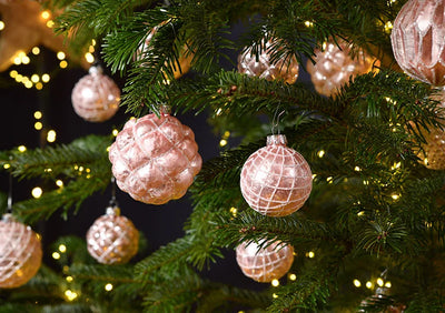 Christmas Tree Decoration - Glass Pink Glitter Bauble