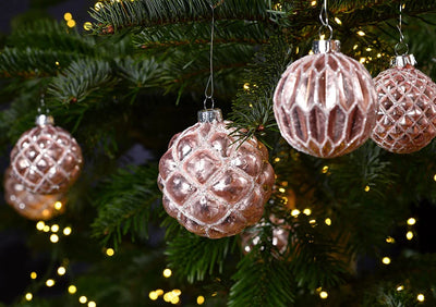 Christmas Tree Decoration - Glass Pink Glitter Bauble