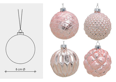 Christmas Tree Decoration - Glass Pink Glitter Bauble