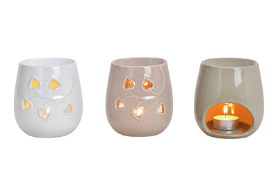 Ceramic Oil Burner with Leaf Heart Design - 3 assorted