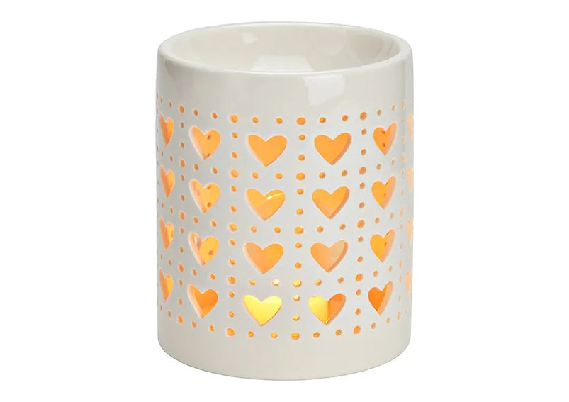 Ceramic Oil Burner - Cream Cut out Hearts