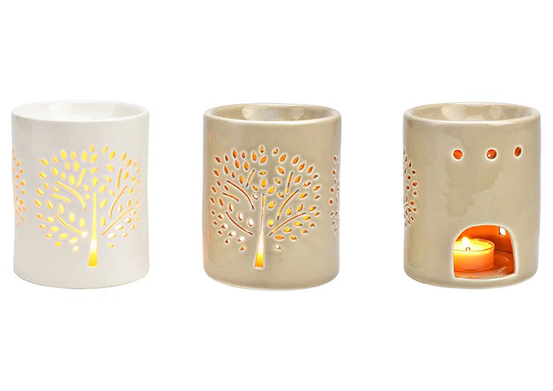 Ceramic Oil Burner with Tree of Life Design