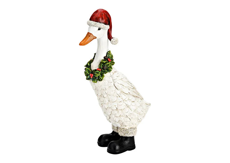 Christmas Goose with Red Hat Figurine