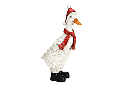 Christmas Goose with Red Hat & Scarf Figurine