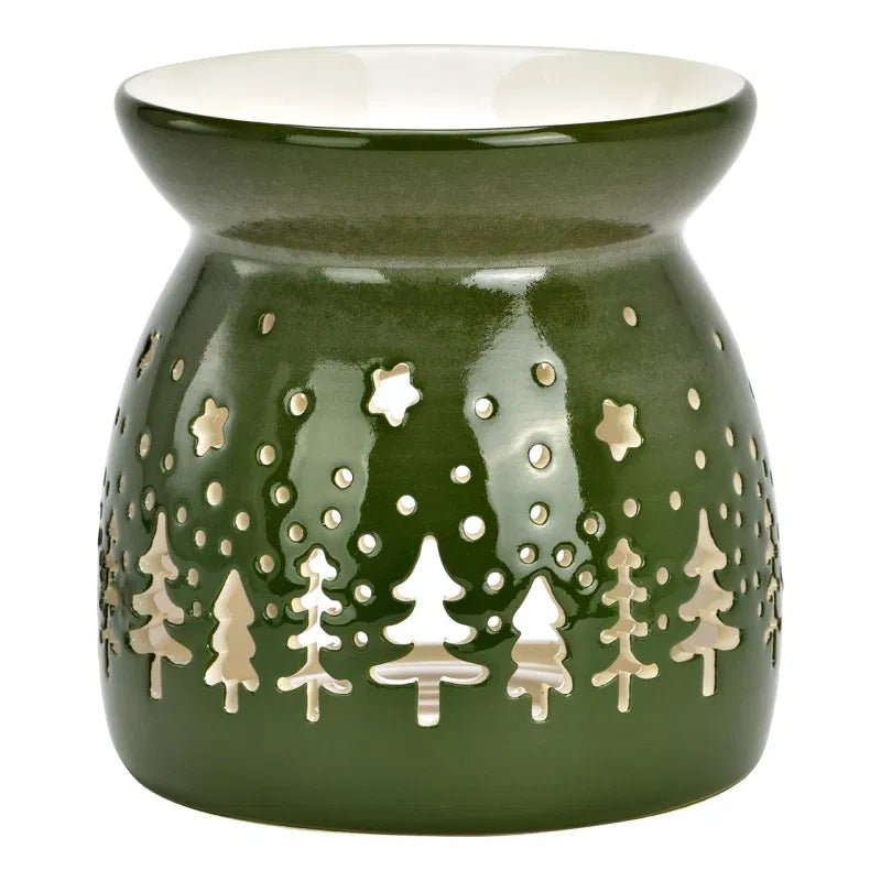 Ceramic Oil Burner - Porcelain Green Woodland Design