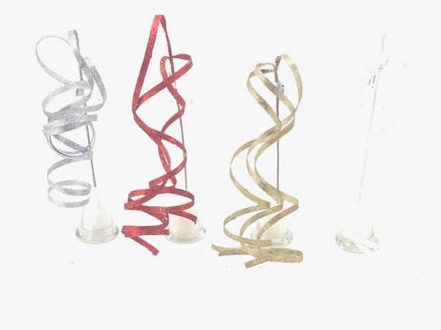 Christmas Floristry Stem - Glittered Spiral Spray