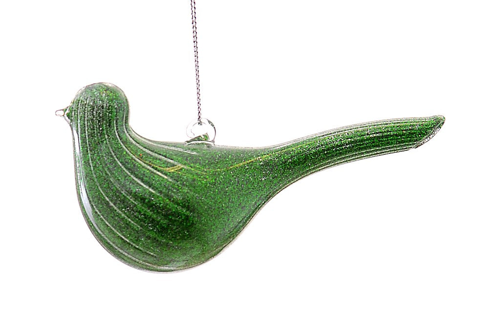 Glass Christmas Bird Hanging Decoration